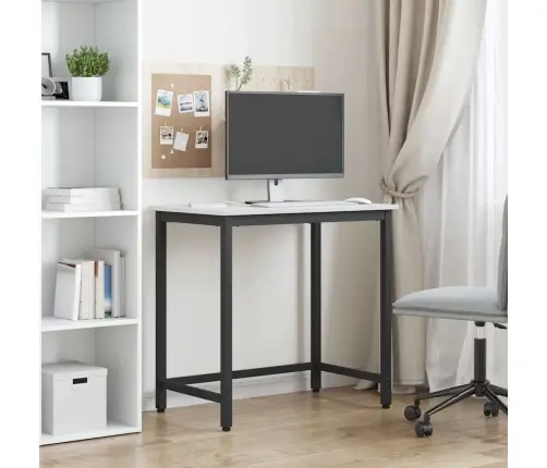 Laud Valge 80 X 50 X 77 Cm Töödeldud Puit Ja Teras