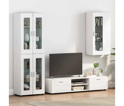 Sienā Uzstādāms Skapis Ar Durvīm Spīdīgi Balta 55 X 29 X 100 Cm Vidaxl