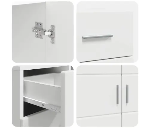 Puse Ar Atvilktni Balts 88.5 X 30.5 X 73 Cm Inženierijas Koks Vidaxl