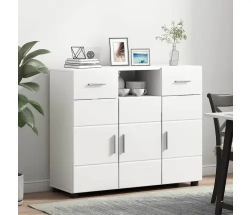 Puse Ar Atvilktni Balts 88.5 X 30.5 X 73 Cm Inženierijas Koks Vidaxl