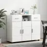 Puse Ar Atvilktni Balts 88.5 X 30.5 X 73 Cm Inženierijas Koks Vidaxl