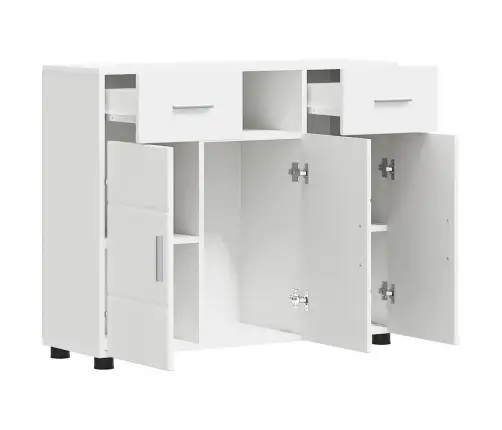 Puse Ar Atvilktni Balts 88.5 X 30.5 X 73 Cm Inženierijas Koks Vidaxl