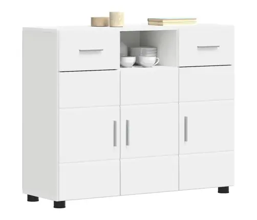 Puse Ar Atvilktni Balts 88.5 X 30.5 X 73 Cm Inženierijas Koks Vidaxl