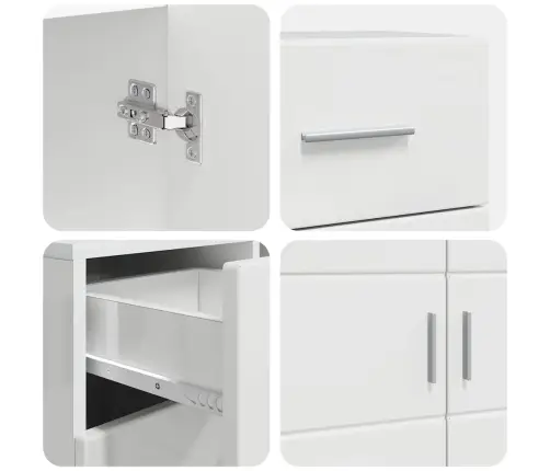 Puse Spīdīgi Balta 88.5 X 30.5 X 73 Cm Inženierijas Koks Vidaxl