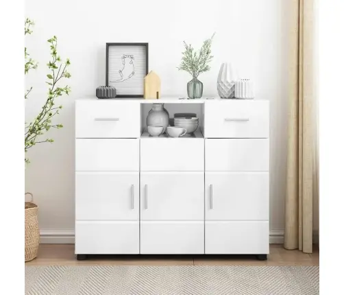 Puse Spīdīgi Balta 88.5 X 30.5 X 73 Cm Inženierijas Koks Vidaxl