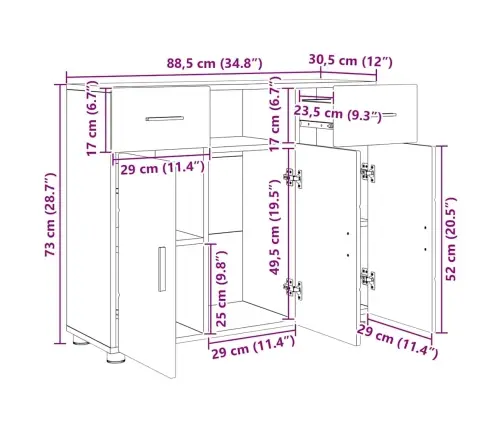 Puse Spīdīgi Balta 88.5 X 30.5 X 73 Cm Inženierijas Koks Vidaxl