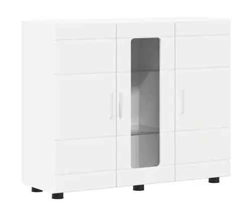 Puse Ar Plauktu Balts 55.5 X 29 X 100 Cm Inženierijas Koks Vidaxl