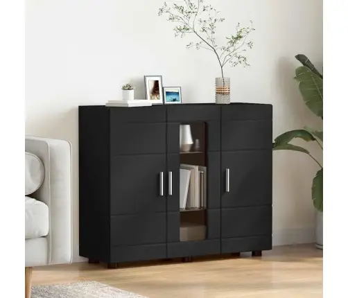 Puse Ar Plauktu Melna 55.5 X 29 X 100 Cm Inženierijas Koks Vidaxl