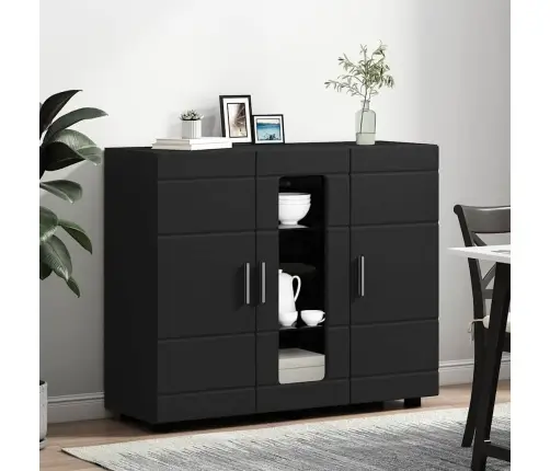 Puse Ar Plauktu Melna 55.5 X 29 X 100 Cm Inženierijas Koks Vidaxl