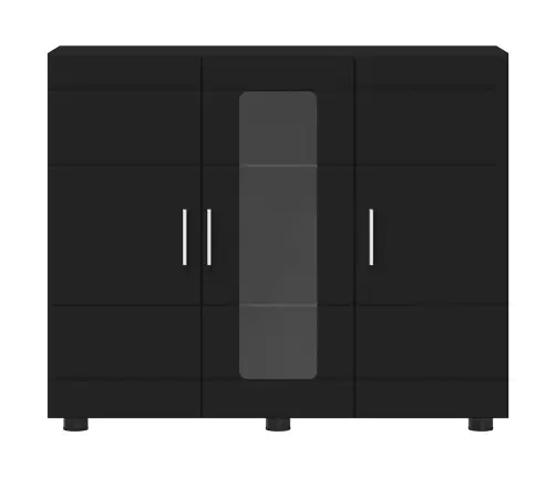 Puse Ar Plauktu Melna 55.5 X 29 X 100 Cm Inženierijas Koks Vidaxl