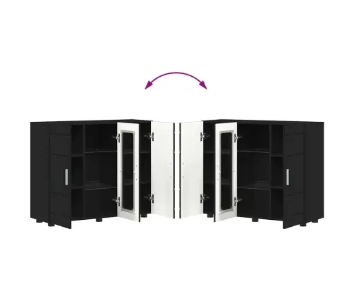 Puse Ar Plauktu Melna 55.5 X 29 X 100 Cm Inženierijas Koks Vidaxl