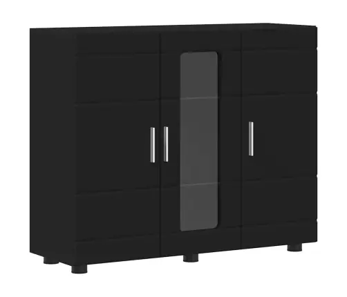 Puse Ar Plauktu Melna 55.5 X 29 X 100 Cm Inženierijas Koks Vidaxl