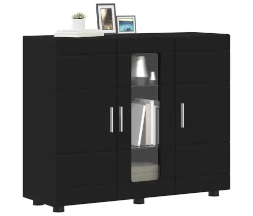 Puse Ar Plauktu Melna 55.5 X 29 X 100 Cm Inženierijas Koks Vidaxl