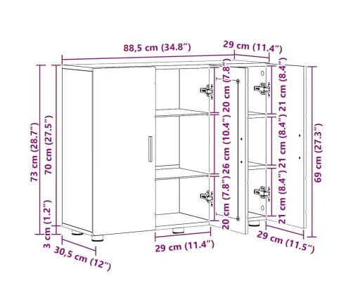 Puse Dūmakaina Ozolkoka 55.5 X 29 X 100 Cm Inženierijas Koks Vidaxl