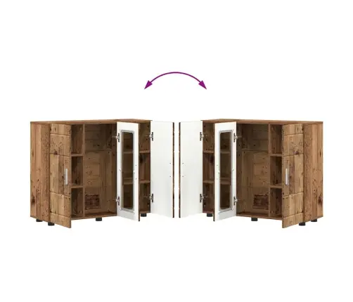 Puse Ar Plauktu Vecs Koks 55.5 X 29 X 100 Cm Inženierijas Koks Vidaxl