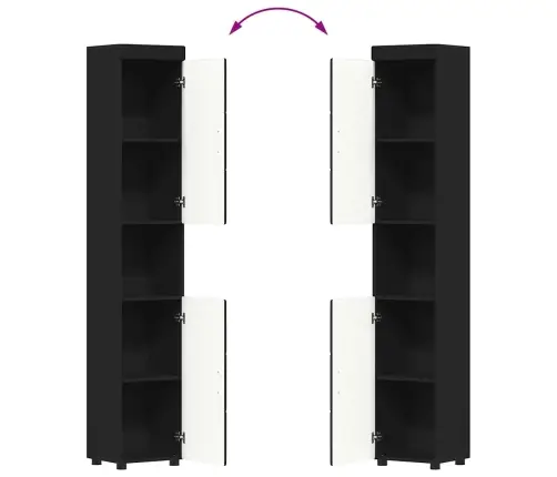 Vannas Istabas Skapītis Ar Uzglabāšanu Melna 37 X 31.5 X 203 Cm Vidaxl