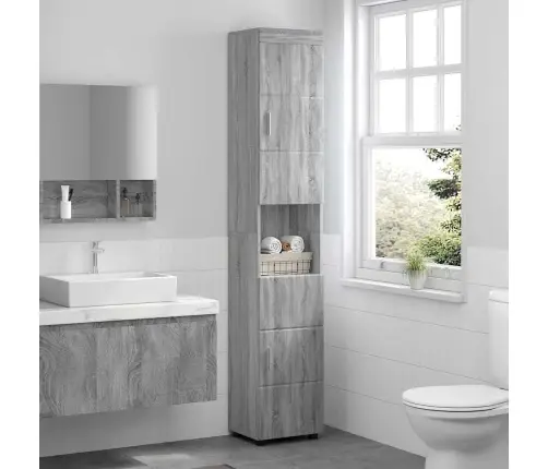 Vannas Istabas Skapītis Pelēka Sonomas Ozola 37 X 31.5 X 203 Cm Vidaxl
