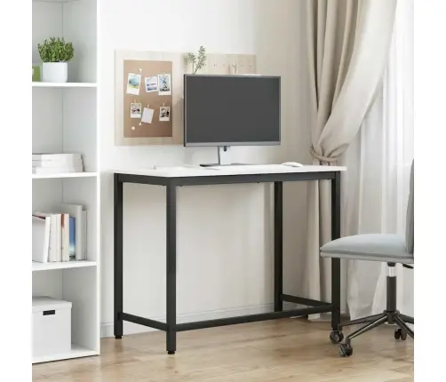 Laud Valge 100 X 50 X 77 Cm Töödeldud Puit Ja Teras