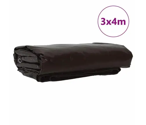 Tarps 650G / M² Brūna 3 X 4 M Audekls Ar Pvc Pārklājumu Vidaxl