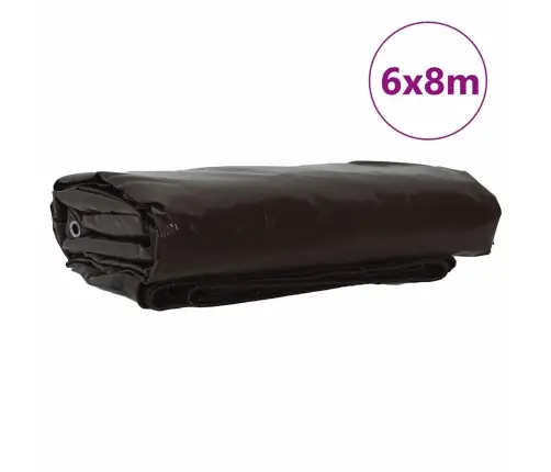 Tarps 650G / M² Brūna 6 X 8 M Audekls Ar Pvc Pārklājumu Vidaxl