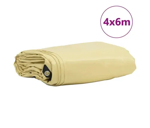 Tarps 650G / M² Bēša 4 X 6 M Audekls Ar Pvc Pārklājumu Vidaxl