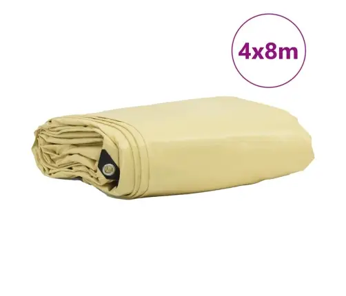 Tarps 650G / M² Bēša 4 X 8 M Audekls Ar Pvc Pārklājumu Vidaxl