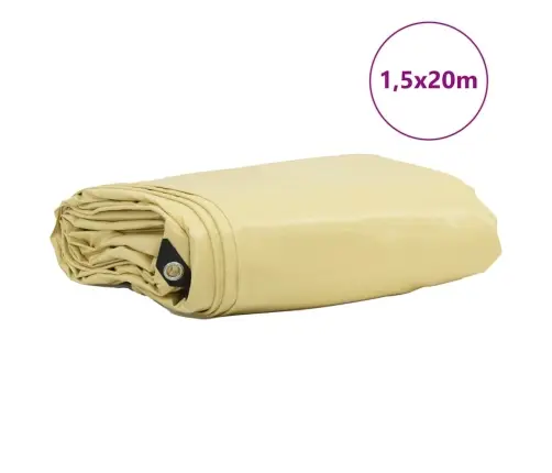 Tentinis Audinys 650G / M² Smėlio 1,5 X 20 M Drobė Su Pvc Danga