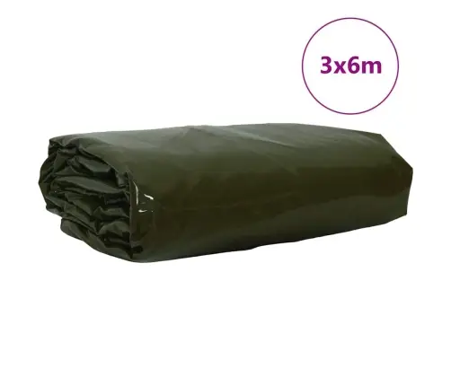 Tarps 650G / M² Olīvu Zaļš 3 X 6 M Audekls Ar Pvc Pārklājumu Vidaxl