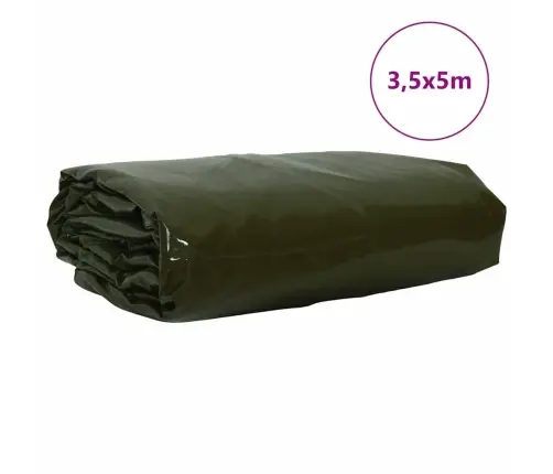 Tarps 650G / M² Olīvu Zaļš 3,5 X 5 M Audekls Ar Pvc Pārklājumu Vidaxl