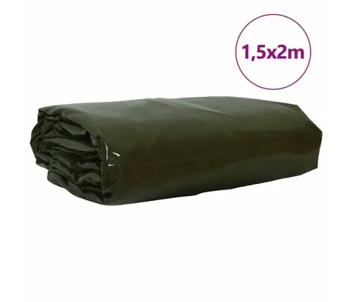 Tarps 650G / M² Olīvu Zaļš 1,5 X 2 M Audekls Ar Pvc Pārklājumu Vidaxl