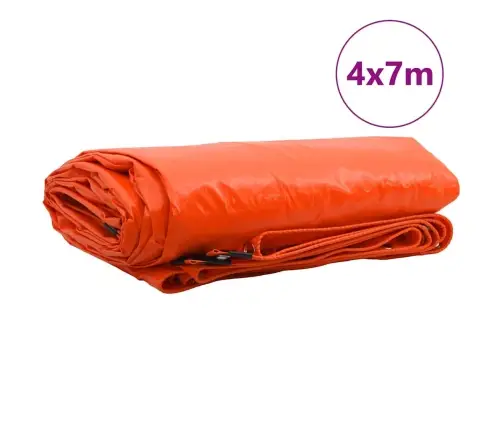 Tarps 650G / M² Oranža 4 X 7 M Audekls Ar Pvc Pārklājumu Vidaxl