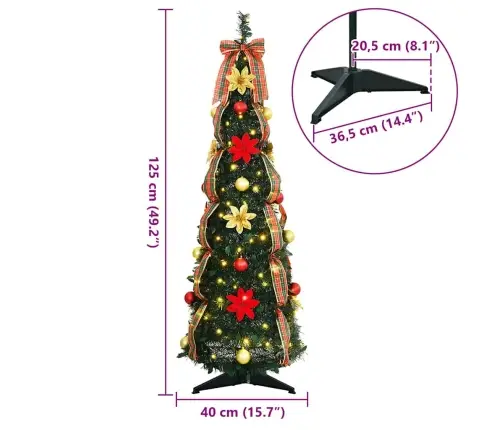 Mākslīgā Ziemassvētku Eglīte Su 50 Led Zaļa 120 Cm Pvc Vidaxl