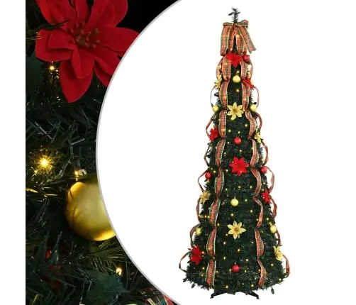 Tehisjõulupuu Koos 200 Led-Iga Koos Alusega Roheline 210 Cm Pvc