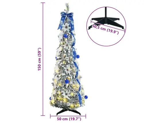 Mākslīgā Ziemassvētku Eglīte Su 100 Led Zaļa 150 Cm Pvc Vidaxl