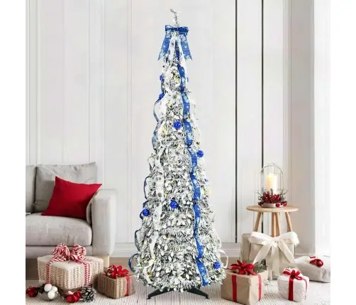 Dirbtinė Kalėdų Eglutė Su 200 Led S Stovu Balta 210 Cm Pvc