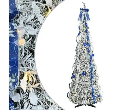 Dirbtinė Kalėdų Eglutė Su 200 Led S Stovu Balta 210 Cm Pvc