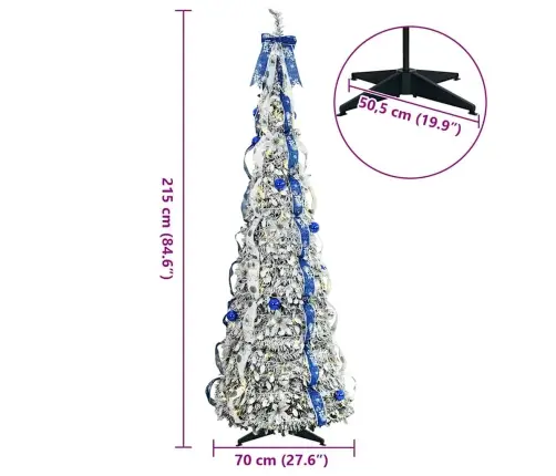 Dirbtinė Kalėdų Eglutė Su 200 Led S Stovu Balta 210 Cm Pvc