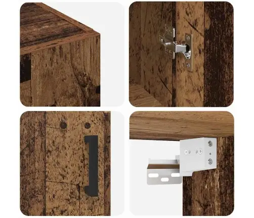 Seinale Kinnitatud Kapid 2 Pcs Vana Puit 69,5 X 34 X 90 Cm