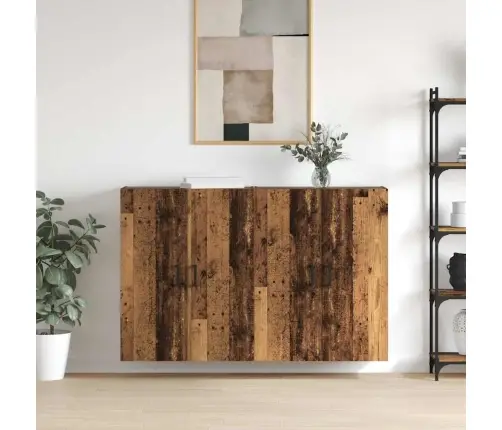 Seinale Kinnitatud Kapid 2 Pcs Vana Puit 69,5 X 34 X 90 Cm