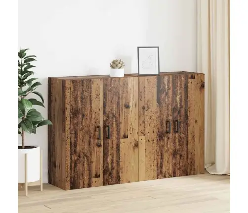 Seinale Kinnitatud Kapid 2 Pcs Vana Puit 69,5 X 34 X 90 Cm