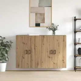 Seinale Kinnitatud Kapid 2 Pcs Käsitöötamm 69.5 X 34 X 90 Cm