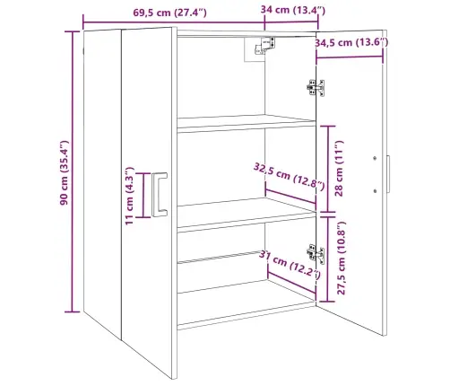 Prie Sienos Montuojama Spinta 2 Pcs Amatininkų Ąžuolas