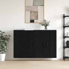 Sieniniai Spintelės 2 Pcs Juoda Ąžuolo 69.5 X 34 X 90 Cm