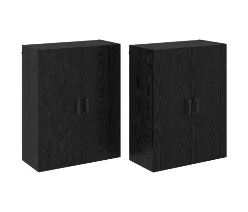 Sieniniai Spintelės 2 Pcs Juoda Ąžuolo 69.5 X 34 X 90 Cm Sieniniai Spintelės 2 Pcs Juoda Ąžuolo 69.5 X 34 X 90 Cm