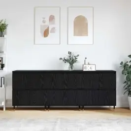 Sānu Skapji 3 Pcs Melns Ozols 180 X 35 X 70 Cm Vidaxl