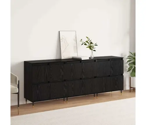 Sānu Skapji 3 Pcs Melns Ozols 180 X 35 X 70 Cm Vidaxl Sānu Skapji 3 Pcs Melns Ozols 180 X 35 X 70 Cm Vidaxl