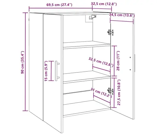 Sienā Uzstādītie Skapji 2 Pcs Vecs Koks 69.5 X 34 X 90 Cm Vidaxl