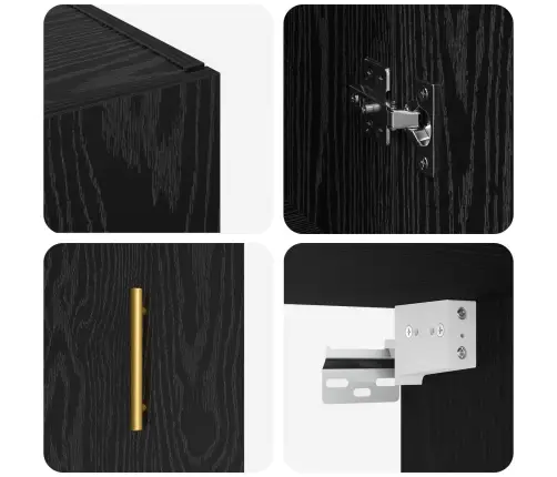 Prie Sienos Montuojama Spinta 2 Pcs Juodas Ąžuolas