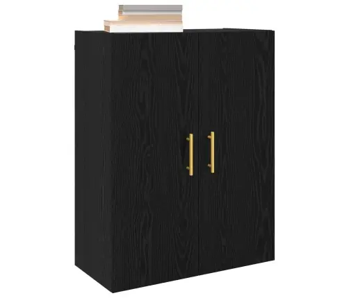 Prie Sienos Montuojama Spinta 2 Pcs Juodas Ąžuolas