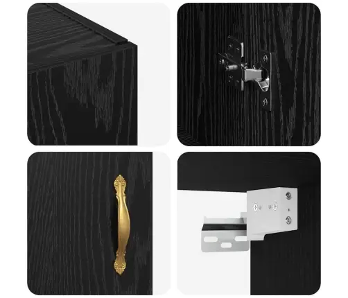 Seinale Kinnitatud Kapid 2 Pcs Must Tamm 69.5 X 34 X 90 Cm